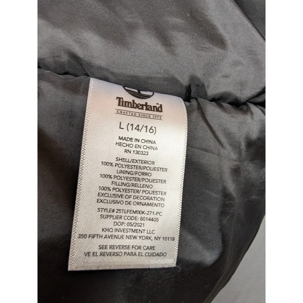 Timberland Boys Camo‎ Parka Jacket Large 14/16 full zip Hooded Outdoor Coat